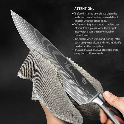 XITUO Chef knife 1-10Pcs Kitchen Knives Set Laser Damascus Pattern Ultra-Sharp Santoku Knife