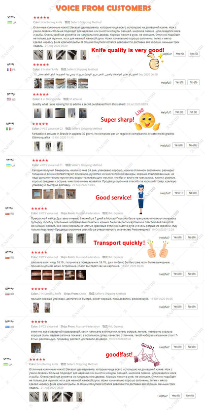 XITUO Chef knife 1-10Pcs Kitchen Knives Set Laser Damascus Pattern Ultra-Sharp Santoku Knife