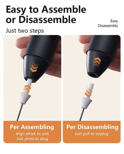 Wireless Milk Frother Electric Type-C Handheld Blender Stainless Steel Mini Coffee Maker