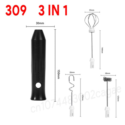 Wireless Milk Frother Electric Type-C Handheld Blender Stainless Steel Mini Coffee Maker