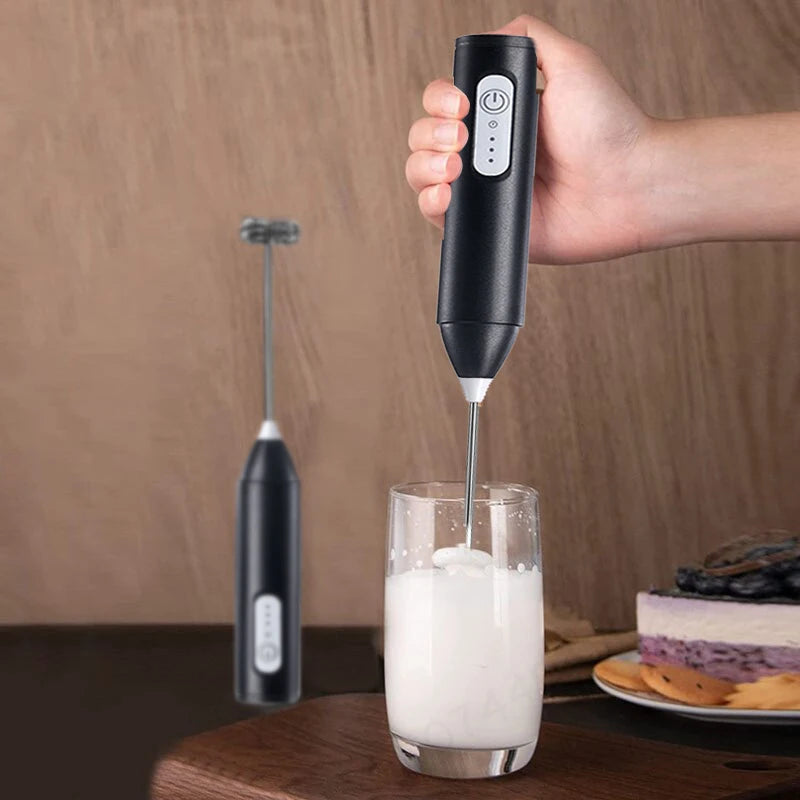 Wireless Milk Frother Electric Type-C Handheld Blender Stainless Steel Mini Coffee Maker