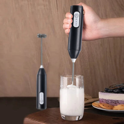 Wireless Milk Frother Electric Type-C Handheld Blender Stainless Steel Mini Coffee Maker