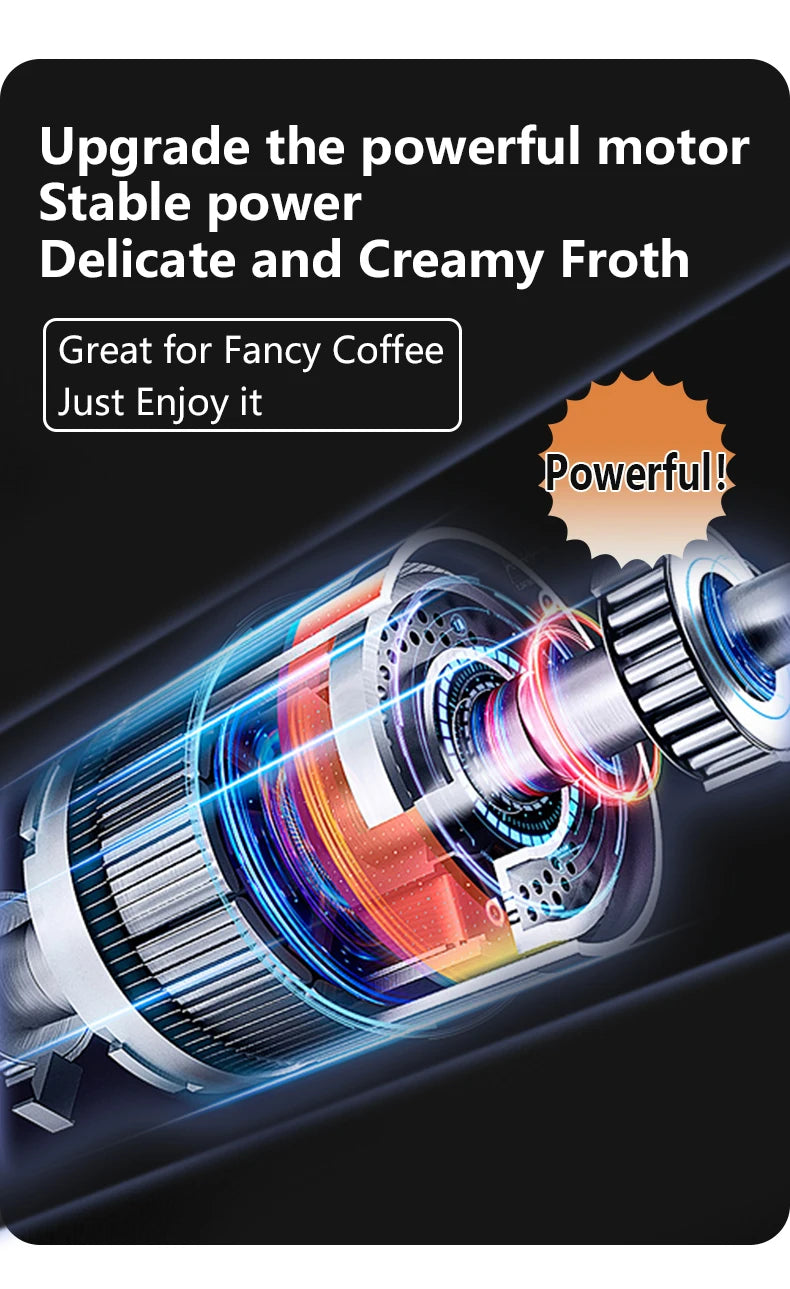 Wireless Milk Frother Electric Type-C Handheld Blender Stainless Steel Mini Coffee Maker