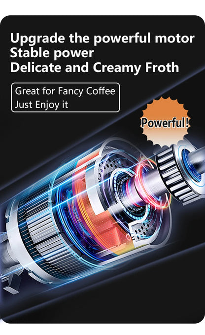 Wireless Milk Frother Electric Type-C Handheld Blender Stainless Steel Mini Coffee Maker