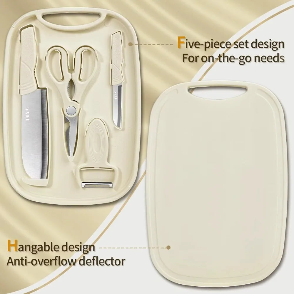 5-Piece Kitchen Knife Set with Cutting Board