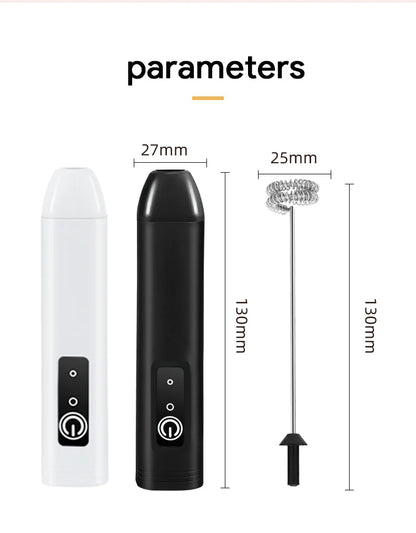 Wireless Milk Frother Electric Type-C Handheld Blender Stainless Steel Mini Coffee Maker