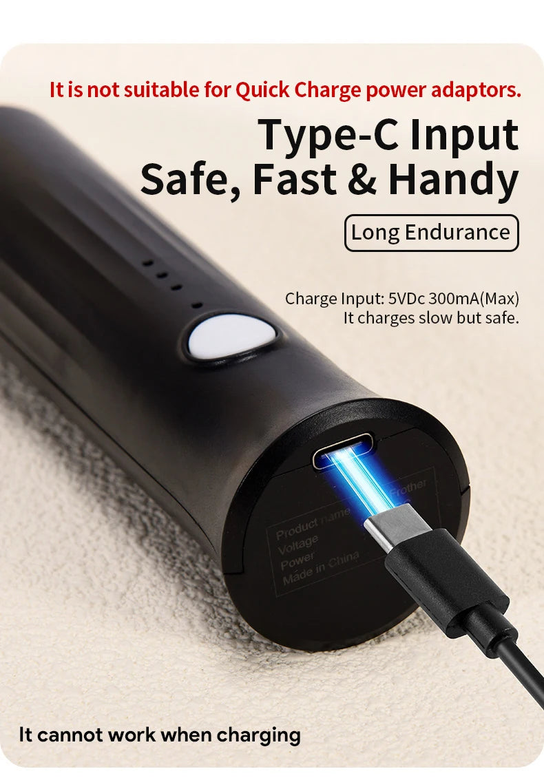 Wireless Milk Frother Electric Type-C Handheld Blender Stainless Steel Mini Coffee Maker