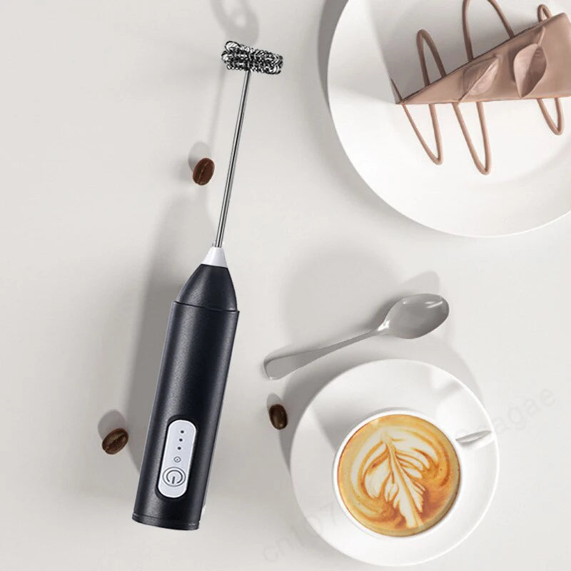 Wireless Milk Frother Electric Type-C Handheld Blender Stainless Steel Mini Coffee Maker