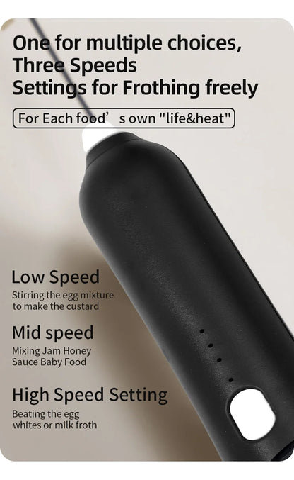 Wireless Milk Frother Electric Type-C Handheld Blender Stainless Steel Mini Coffee Maker