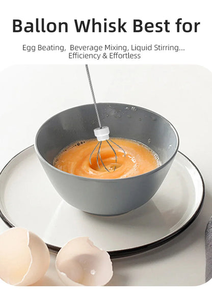 Wireless Milk Frother Electric Type-C Handheld Blender Stainless Steel Mini Coffee Maker