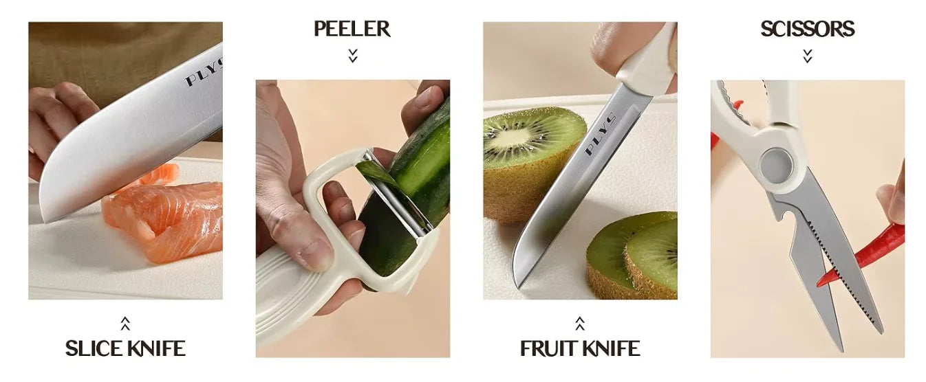 5-Piece Kitchen Knife Set with Cutting Board