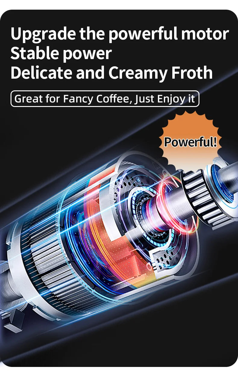 Wireless Milk Frother Electric Type-C Handheld Blender Stainless Steel Mini Coffee Maker