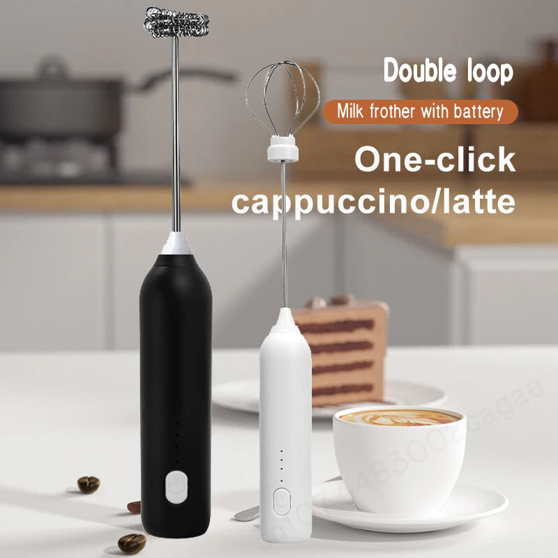 Wireless Milk Frother Electric Type-C Handheld Blender Stainless Steel Mini Coffee Maker