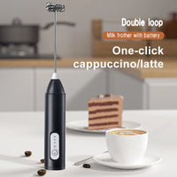 Wireless Milk Frother Electric Type-C Handheld Blender Stainless Steel Mini Coffee Maker