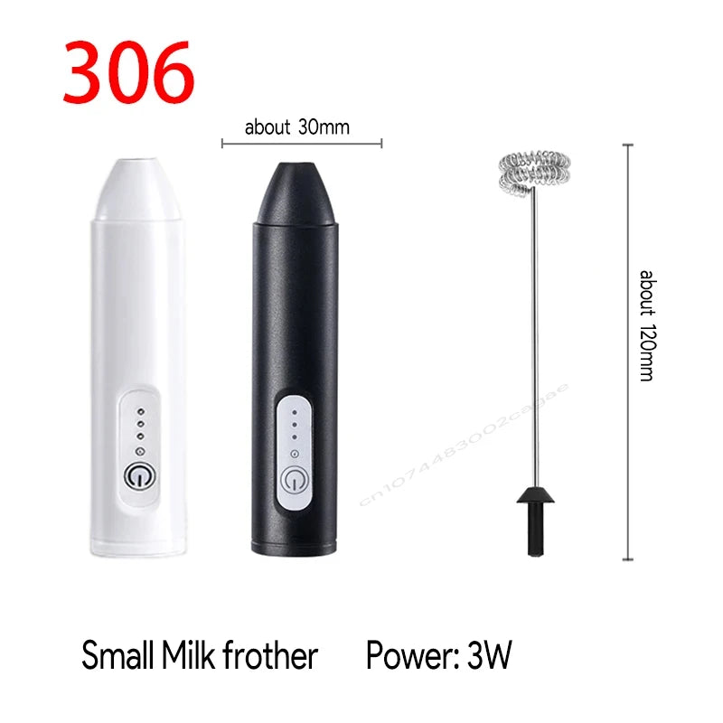 Wireless Milk Frother Electric Type-C Handheld Blender Stainless Steel Mini Coffee Maker