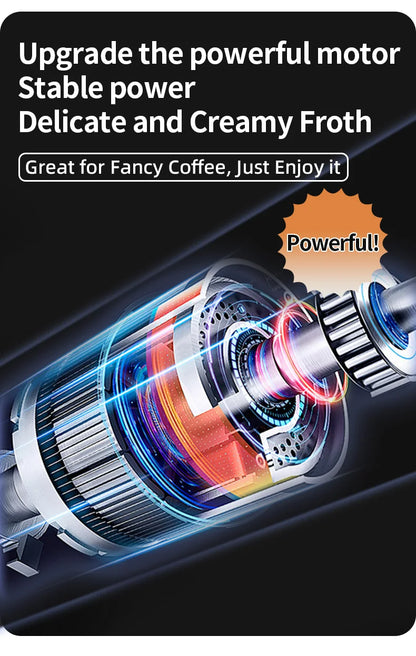 Wireless Milk Frother Electric Type-C Handheld Blender Stainless Steel Mini Coffee Maker