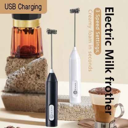 Wireless Milk Frother Electric Type-C Handheld Blender Stainless Steel Mini Coffee Maker