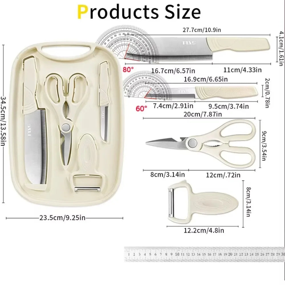 5-Piece Kitchen Knife Set with Cutting Board