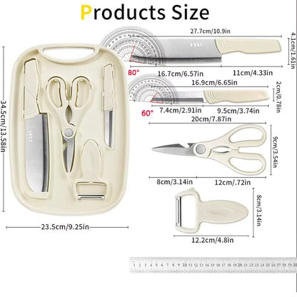 5-Piece Kitchen Knife Set with Cutting Board
